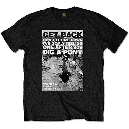 The Beatles Rooftop Shot Black Officiel T-Shirt Hommes Unisexe (X-Large) - Les Beatles, Paul McCartney, John Lennon, RIngo Starr, George Harrison The Beatles Rooftop Shot Black Officiel T-Shirt Hommes Unisexe (X-Large)