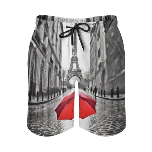 Mens Shorts Eiffel Tower Paris Red Umbrella Men Swim Trunks Quick-Dry Beach Shorts with Drawstring Pocket Bathing Suit4