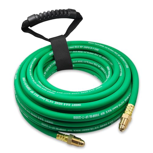 50FT Argon Gas Hose Inert Gas Welding Hoses for MIG/TIG Welding Regulator Argon/CO2 Flowmeter Regulator Hose 5/8 UNF-18RH NPT Fittings Welding Accessories for MIG/TIG Welder