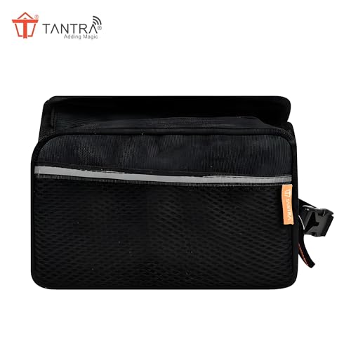 Image of TANTRA Polyester Bicycle Double Sided Handlebar Front Frame /Tube Bag with Waterproof Touch Screen Bicycle Pouch Mobile Phone Holder Black