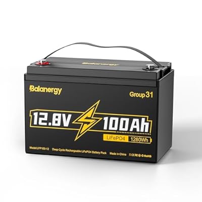 Balanergy 12V 100Ah LiFePO4 Lithium Battery, 12 Volt Lithium Batteries Group 31 Low-Temp Protection Built-in 100A BMS, Up to 15000 Deep Cycle, 1280Wh Rechargeable Battery, Perfect for RV, Solar System