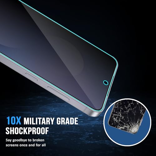 Image of ArmourPro Privacy Tempered Glass for Samsung Galaxy S25 FE - Anti Spy Anti Peeping Screen Protector, Edge-to-Edge Full Coverage, 9H Hardness with Cable Protector | Black