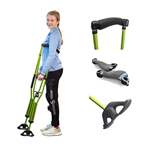Sport Swings - Green – Best Comfortable Crutch, Superior Stability, Anti-Slip Out Strap Included, Lightweight Frame, Shock Resistant Comfort - (4'6" - 5'6")