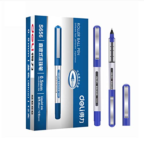 Vidoo Blue Straight Liquid Gel Pen Liquid Ballpoint Pen 0.5Mm Nib Gel Pen Writing Signing Pen Offfice School Supplies Stationery