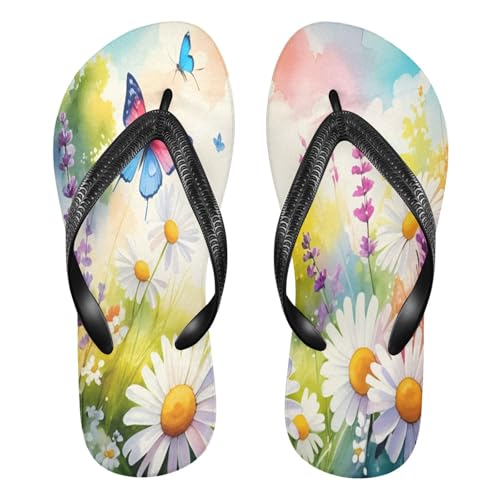 STAYTOP Beautiful Butterflies and Daisies Flip Flops Sandals of Men's & Women's,Sandals Beach Slippers Shower Slides