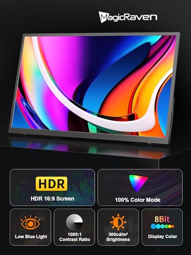 Image of MAGICRAVEN Large Portable Monitor, USB-C & HDMI Laptop Screen Extender,Second Display for Console with Built-in Speakers, Works with PS5, Xbox, Switch, Ideal for Travel, Home & Office - 18.5 inch