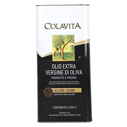 Image of Colavita Extra Virgin Olive Oil (5L) | 'Certified Italian' | Imported from Italy | Ideal for Cooking, Salad Dressings and Marinades | Cold Pressed Oil from Italian grown Olives | Tin Can Pack