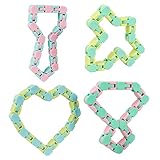 KEEYMENT Wacky Tracks Snap and Click Fidget Toys 24 Links 4 Pack for Kids Puzzles Toys Finger Snake for Stress Relief (4, Multicolor)