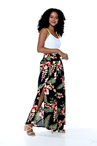 Lady High Slit Wide Leg Pants in Pacific Palm Navy4