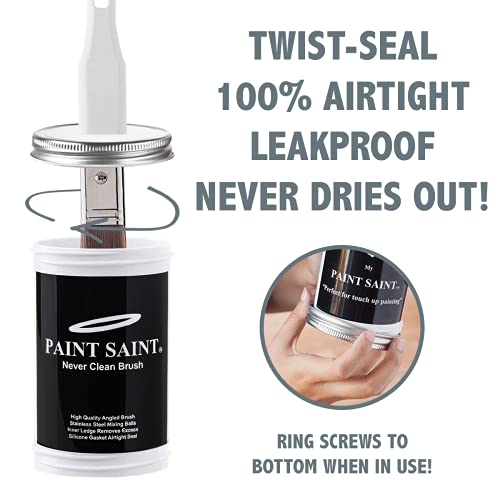 Paint Saint No Mess Touch Up Paint Storage Container W/Brush In Lid/Airtight, Leakproof W/Mixing Balls/Paint Supplies For House For Storing Leftover Paint – Water Based Paint Only (3 Pack) #TOP3