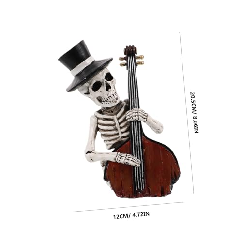 Zerodeko statuette de squelette avec violon décoration crâne résine - 3