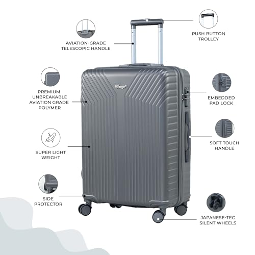 Image of ACEPACK GLX Family Set of 3 (Small Cabin + Medium Check-in + Large Check-in) Combo Dark Grey Hard Sided Luggage Trolley Bag for Travel Suitcase with 8 Spinner Wheels