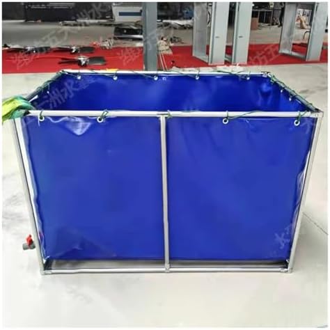 Durable Aquaculture Water Tank with Drain Valve Steel Frame PVC Temporary Fish Pond,Durable Aquaculture Water Tank with Drain Valve,Thickened Folding Canvas Fish Pond, Large Tarpaulin Fish P