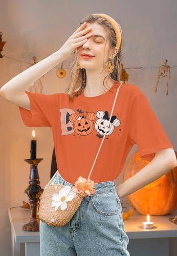 Halloween Party Shirt Woman Magical Halloween Shirts Boo Tshirt Pumpkin Print Tees Casual Vacation Short Sleeve Tops4