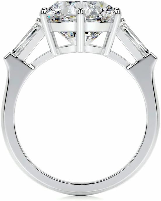 Molioaki 3.5 Carat (ctw) Round Cut Moissanite Engagement Rings for women Platinum Plated Silver Ring Moissanite Rings