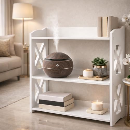 Image of White Bookshelf, Small Bookshelf for Small Spaces, White Bookcase for Bedroom, Small Book Shelf Bedroom, Living Room and Office (White, 3 Tier)