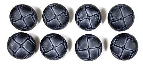 Premium ~ Faux Navy Blue Leather Button Set ~Replacement Button Set for Your Favorite Harris Tweed, Camel-Hair, Cashmere, & High-End Sport Coats (8 Pc. 5/8