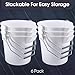 Didaey 6 Pcs 2.5 Gallon Bucket for Cleaning Plastic Heavy Duty Clean Bucket with Handle and Spout Industrial Storage Container (White)