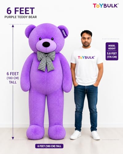 Image of Giant Purple Teddy Bear 7 Feet | Big Size Soft Toy for Girls, Cute Hugging Teddy, Valentine Gift, Birthday Gift, Plush Toy for Girlfriend & Kids