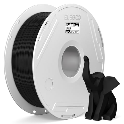 ELEGOO PLA Basic 3D Printer Filament and Reusable Spool Black 1KG 1.75mm