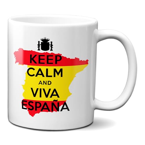 Planetacase   Taza Keep Calm   Viva España   Cerámica   330 mL   Apta para Microondas y Lavavajillas   Diseño Original para Regalar   Viva España, Cerámica