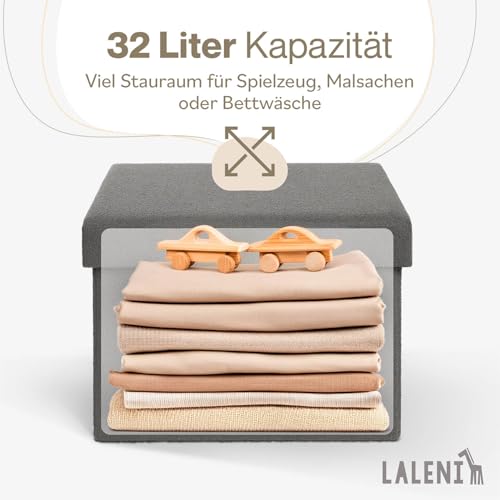 Laleni Sitzbank mit Stauraum Teddy Sitzwürfel Spielzeugtruhe 41x31 cm Taupe – Ansicht 5