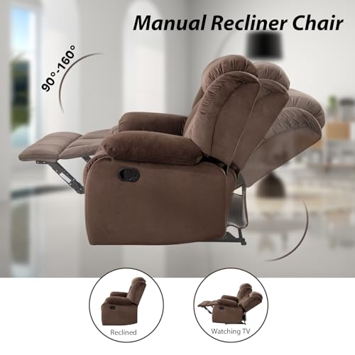 EBELLO Wall Hugger Reclining Loveseat, Classic and 2 Seat Recliner Couch with Overstuffed Arms and Back for Living Room, Bedroom, Daul Recliner Loveseat, Brown - Image 5