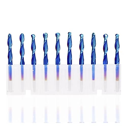 Fraise à bout sphérique lot de 10 carbure monobloc 2 cannelures tige 3.175mm