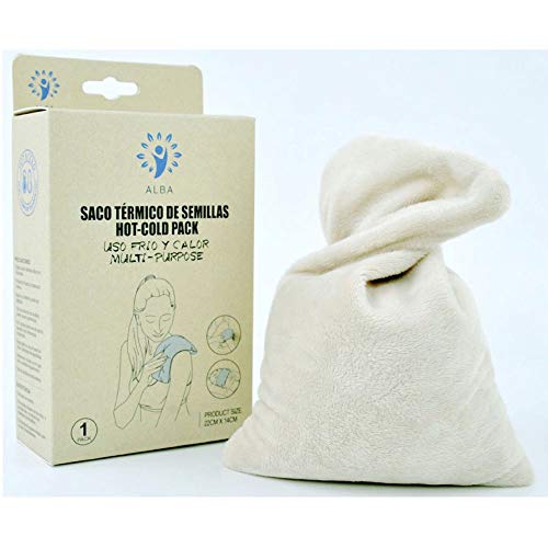 Saco Térmico, Cojín Térmico de Semillas Frío y Calor Pack uso Múltiple Dual. Terciopelo (Color Beige) (22x14cm)