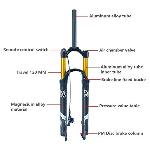 TOMYEUS 29 Zoll Federgabel für Mountainbikes mit 120 mm Federweg