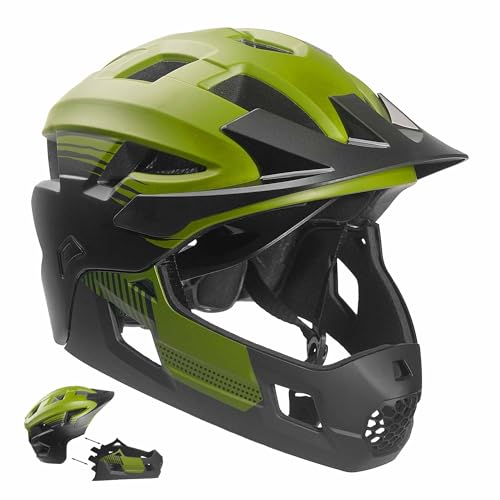 Crazy Safety Grüner Fullface Helm | 2-in-1 Helm für BMX, Mountainbike,...