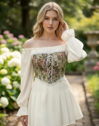 Generic Women's Off-Shoulder Floral Crop Top off white - Image 3