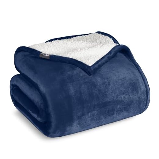 Bare Home Sherpa Fleece Blanket - Twin/Twin Extra Long Blanket - Blanket for Bed, Sofa, Couch, Camping and Travel - Warm & Lightweight - Fluffy & Soft Plush - Reversible (Twin/Twin XL, Dark Blue)
