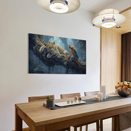 Tableau sur toile léopard pour raviver un mur blanc triste