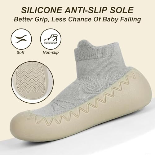 flintronic Krabbelschuhe Baby, Lauflernschuhe Kinder, Rutschfeste Hüttenschuhe Sockenschuhe, für Mädchen Junge, 6-12 Monate