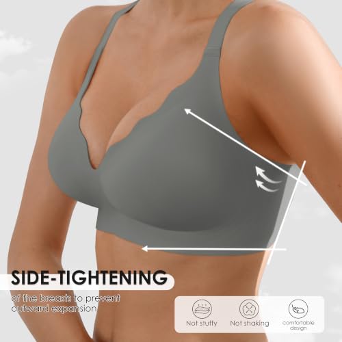 Image of Seamless Wireless Bra for Women with Support - No Underwire Full Coverage Push Up Comfort Bras - Back Fat Smoothing Bralettes