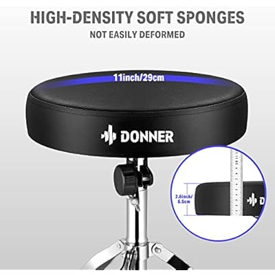 Donner DED-80 Electronic Drum Set with 4 Quiet Mesh Pads, 180+ Sounds, Bundle with Donner Drum Throne Set, Padded Seat Height Adjustable Drum Stools, 5A Drumsticks Included, Multiple Iterations