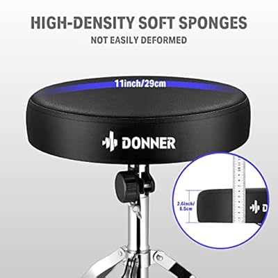 Donner BackBeat Electric Drum Set with High-Tech 7-inch Touchscreen and Donner Drum Throne Set with Padded Seat Height Adjustable Drum Stools