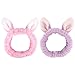 Produktbild Luxspire Plüsch Stirnband Haarband, 2 Stück Niedliche Plüsch Kaninchenohr Waschgesicht Stirnband, Make-up Kosmetik Dusche Elastische Hasen Ohr Haarschmuck für Frauen & Mädchen - Lila + Pink