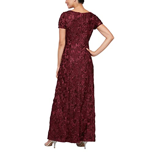 Image of Alex Evenings Women's Long Rosette Mother of The Bride Dress with Short Sleeves