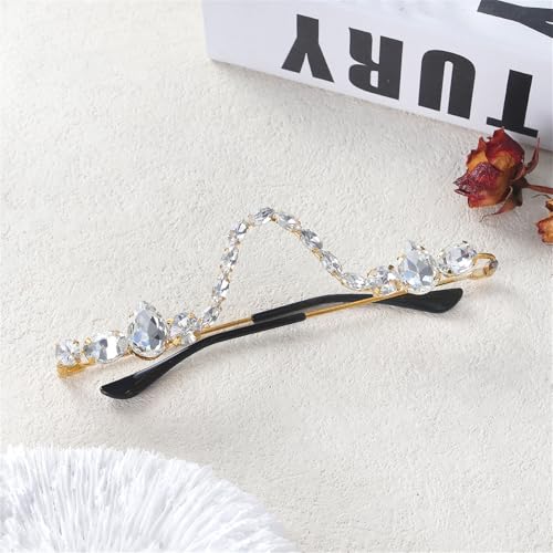 willochra Fashion No Lens Diamond Glasses Frame Square Rhinestone Crystal Sunglasses Fashion Half Frame Jewelry Accessories3