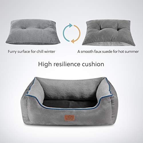 Bedsure Dog Beds For Medium Dogs Cats - Indoor Puppy Bed For Medium Large Cat Washable, 25In Fluffy Rectangle Cuddle Pet Bed With Anti-Slip Bottom, Grey #TOP2