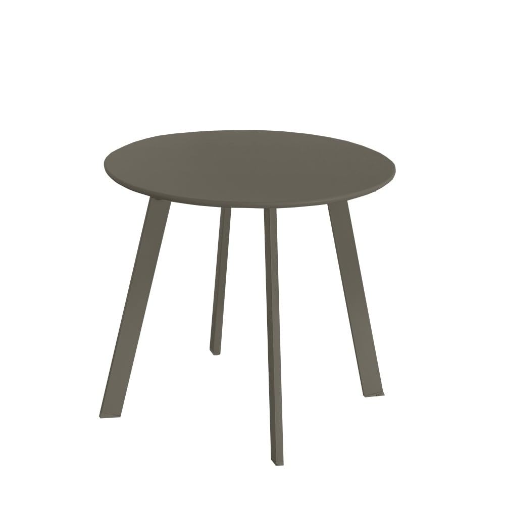 LOLAhome Mesa Auxiliar Marzia lacada Marrón Topo | Ø50x44 cm | De Acero con Revestimiento epoxi anticorrosión Interiores y Exteriores, jardín, terraza y balcón