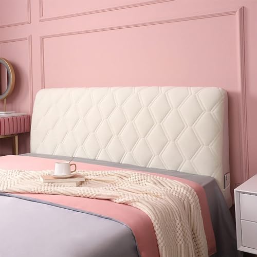 EFELIM Velvet Thicken Bed Headboard Cover for Full Queen Cal King Size, Quilted Bed Headboard Slipcover Soft Dustproof Protector Cover for Bedroom Decor Washable (Beige,Queen:160cm(63"))