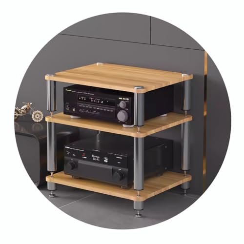 Étagère HiFi et meuble pour tourne-disque en bois avec pieds amortisseurs