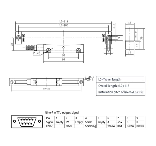 Escala óptica lineal 0-1100mm resolución 1um miniatura 2