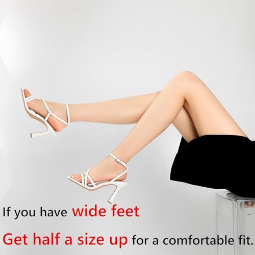 Image of RIBONGZ Block Heels Prom Heeled Sandals for Women Chunky Square Open Toe Strappy High Heels Ankle Strap Wedding Bridal Shoes High Heel Sandals for Party Dress
