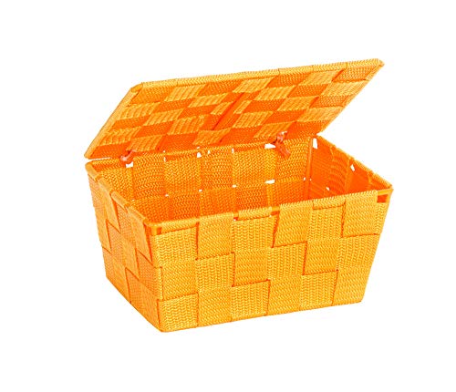 WENKO 22203100 Adria Panier de Rangement avec Couvercle en polypropylène Orange 19 x 14 x 9,5 cm