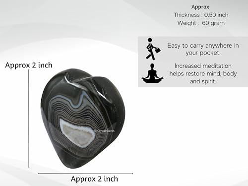 Image of Crystal Heaven Certified Black Onyx Heart Palm Pebbles Stones For Anxiety Stress Relief Massage-Aaa Grade Original Healing Gemstone Agate Heart Palm Stone For Yoga Meditation Spiritual