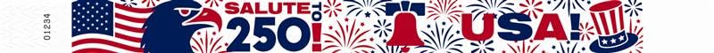 Image of 500 WristCo Red, White, and Boom 250 Tyvek Wristbands for Events - Comfortable Tear Resistant Paper Bracelets ID Wrist Bands for Concerts Festivals Admission Party Identification